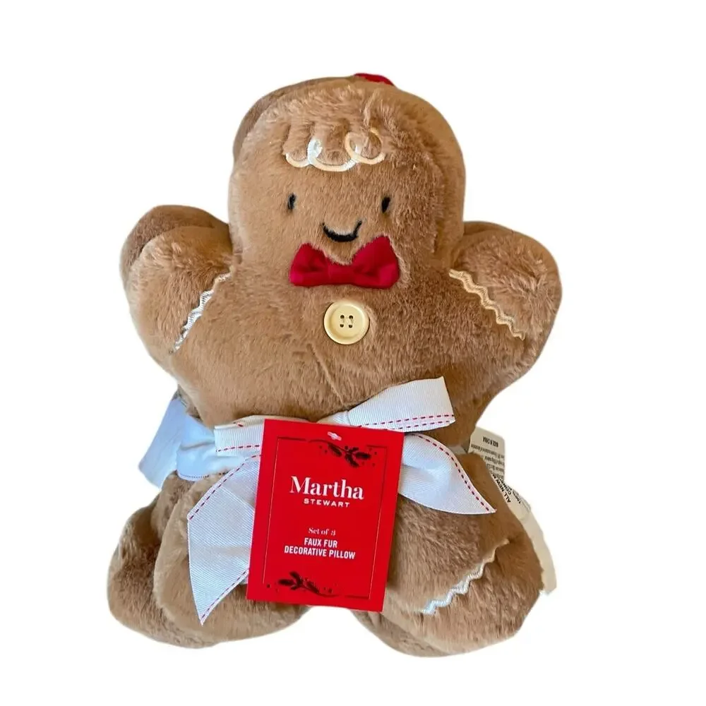 Martha Stewart Gingerbread Family Set of 3 Boy/Girl/Child Christmas Pillows NWT